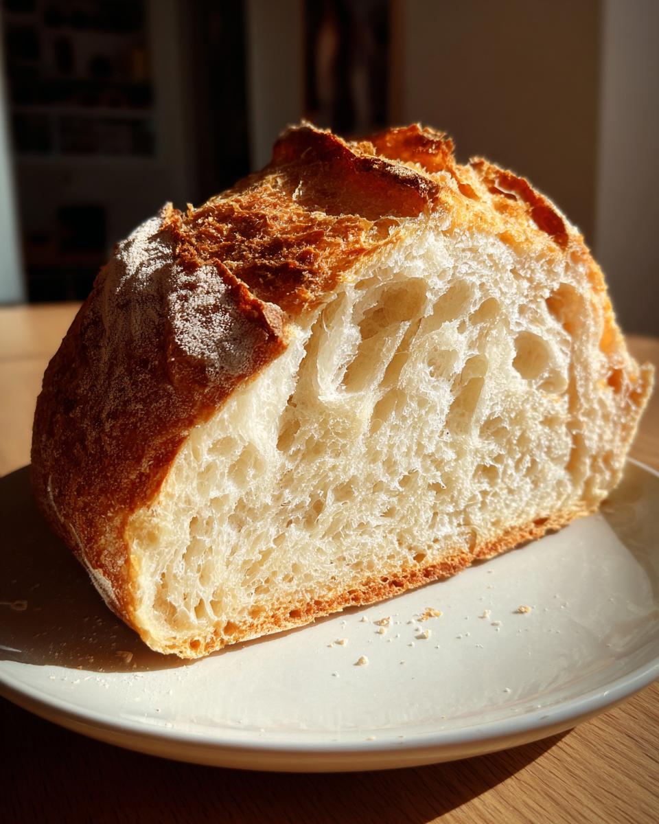 Cross-section view showing the airy crumb structure and golden crust of amazing Italian bread.