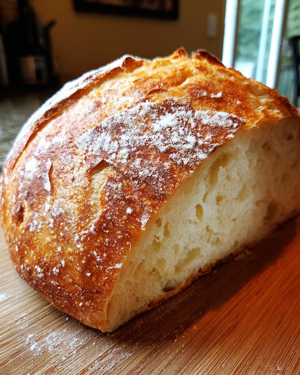 A close-up of a freshly baked loaf of french bread, cut in half, showing a golden crust and soft interior.