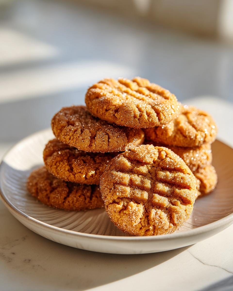 A stack of golden brown, sugar-coated butter cookie treats with classic crosshatch fork marks.