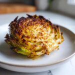 Close-up of a perfectly roasted cabbage wedge with caramelized, crispy edges, a great cabbage recipe.